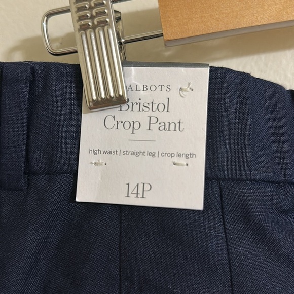 NWT Talbots Bristol Crop Linen Navy Pants 14P - Picture 3 of 6
